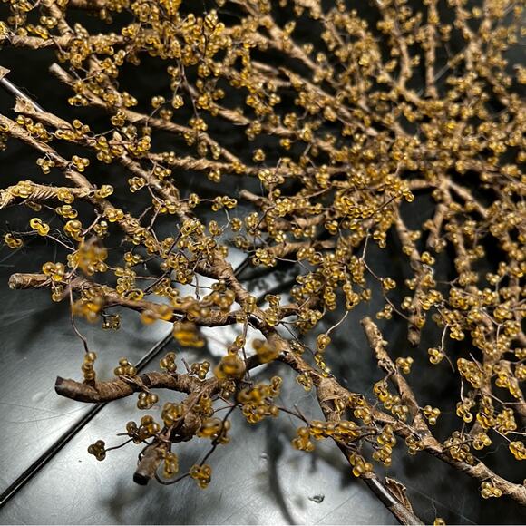 NEW Pottery Barn Amber Bead Wrapped Metal Branch Wreath Centerpiece Bowl 20” HTF - Picture 5 of 15